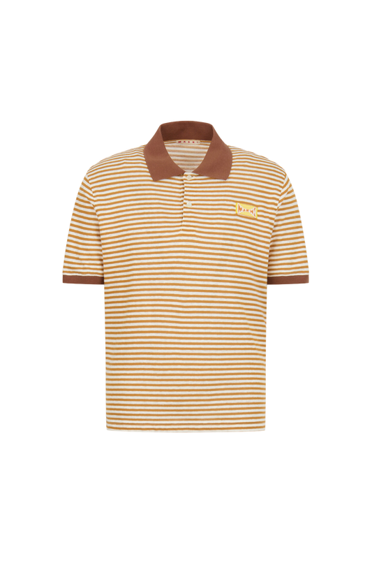 Striped Linen Blend Polo Shirt