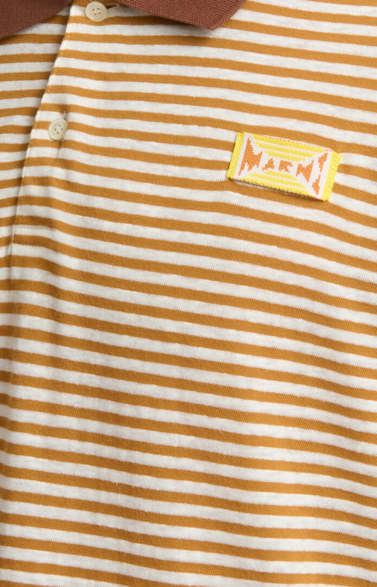 Striped Linen Blend Polo Shirt