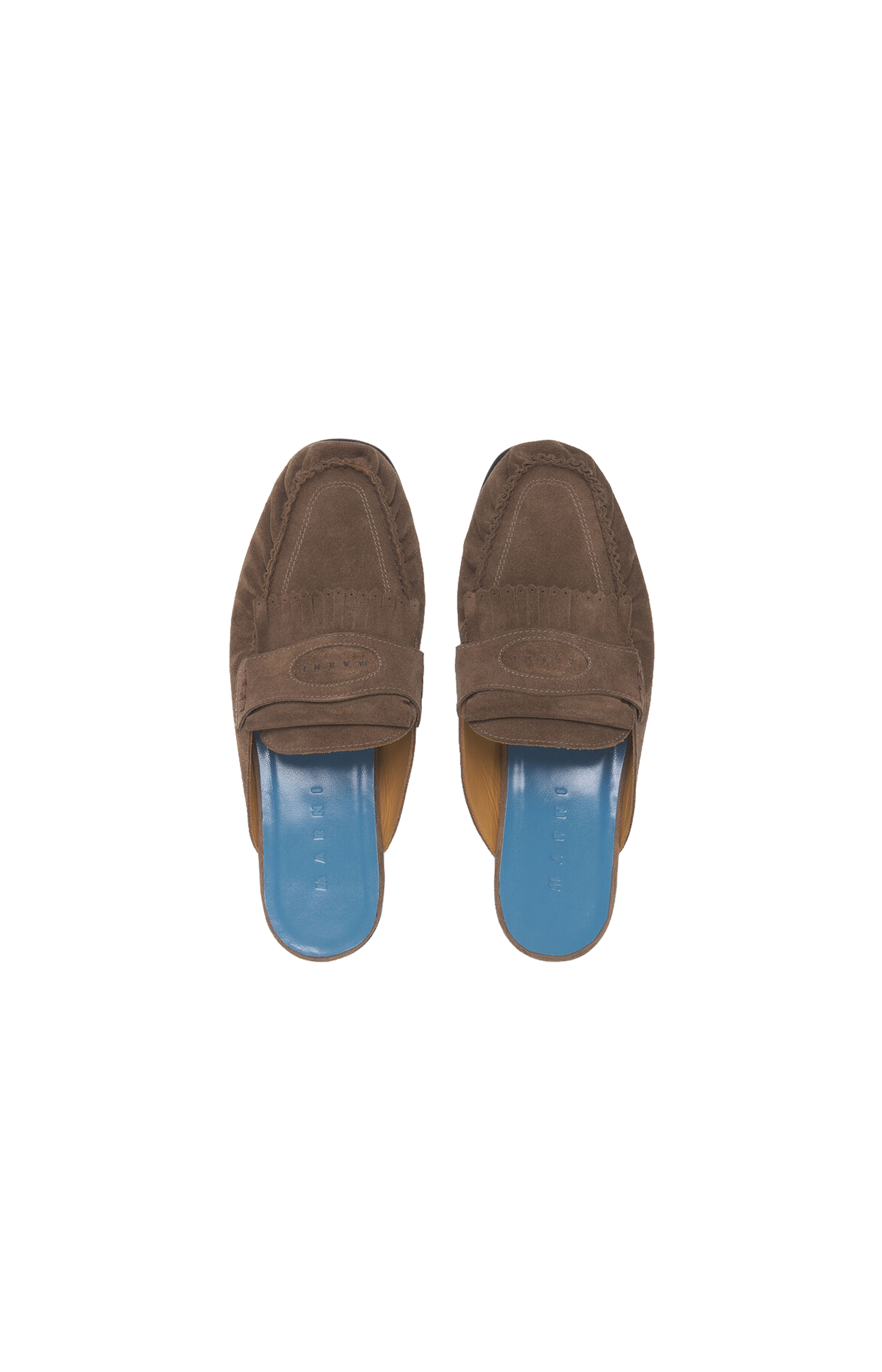Suede Sabot with Fringe Trim