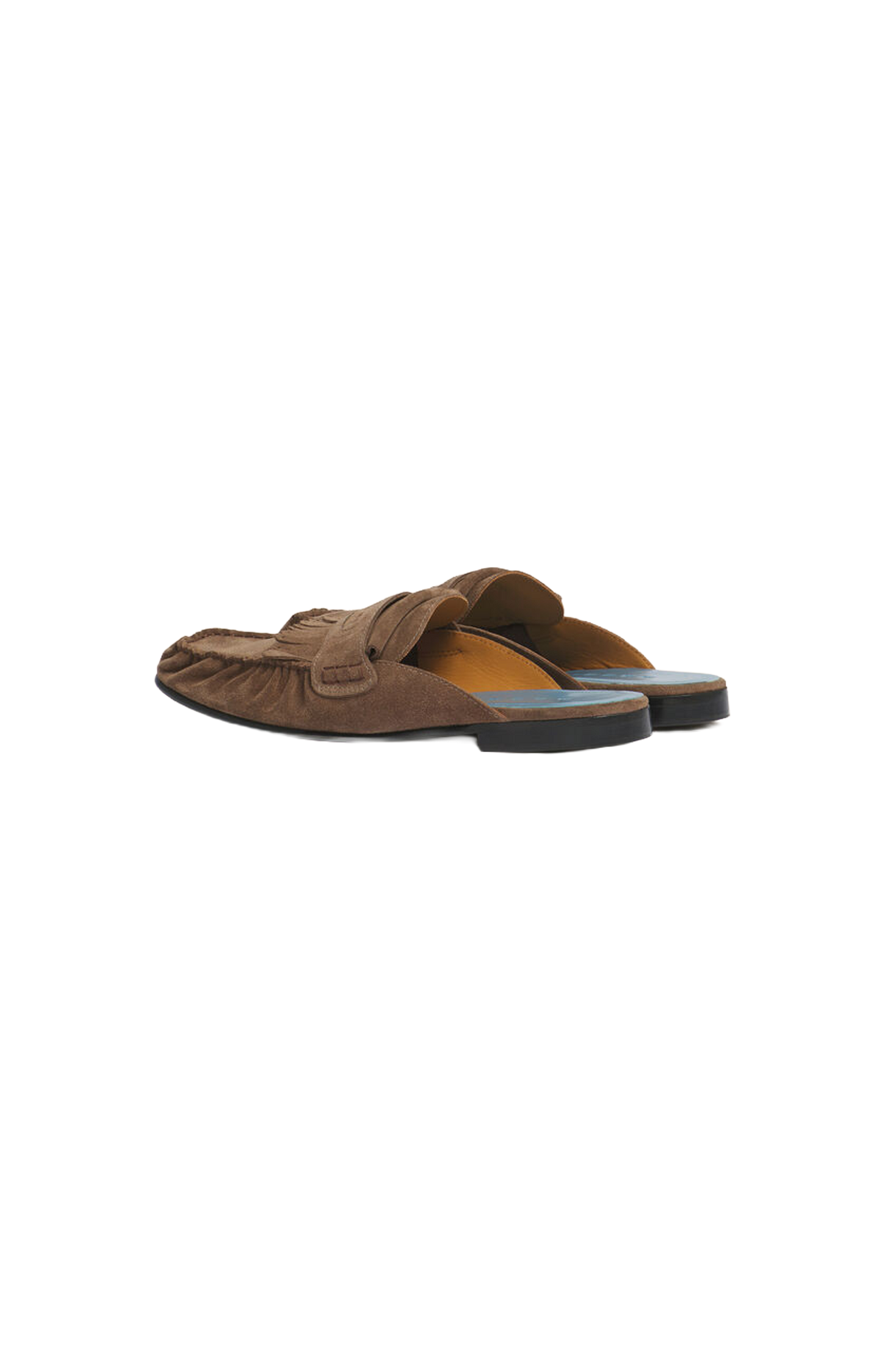 Suede Sabot with Fringe Trim