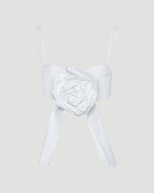 Rose sweetheart bra top in white