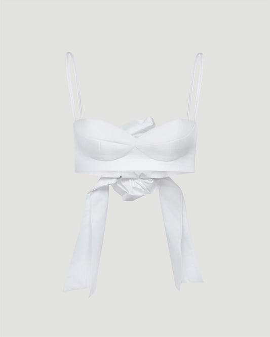 Rose sweetheart bra top in white