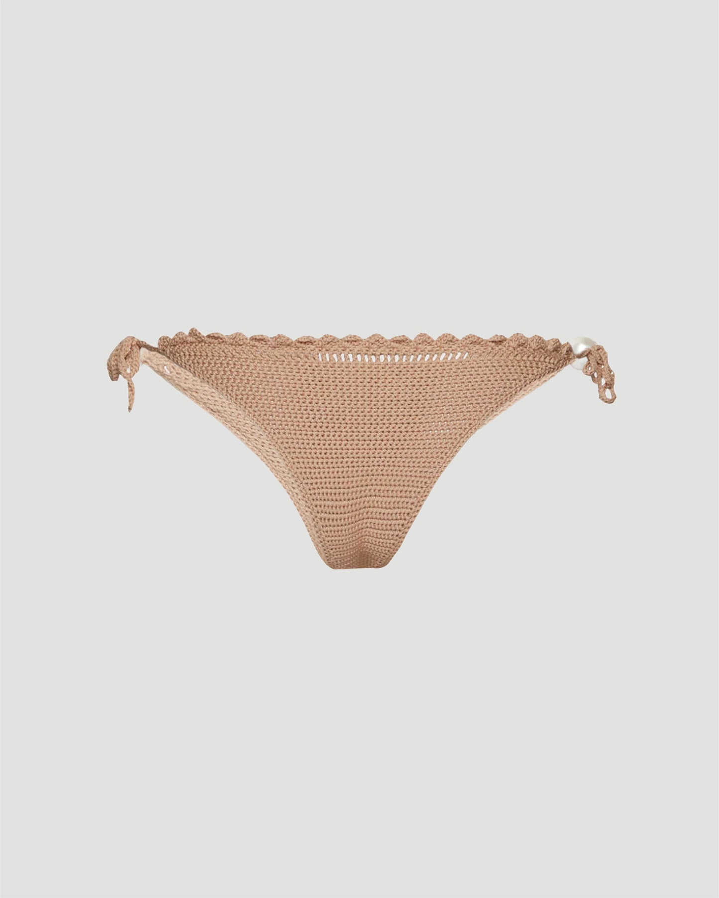 Pearl Crochet String Bottoms in Brown