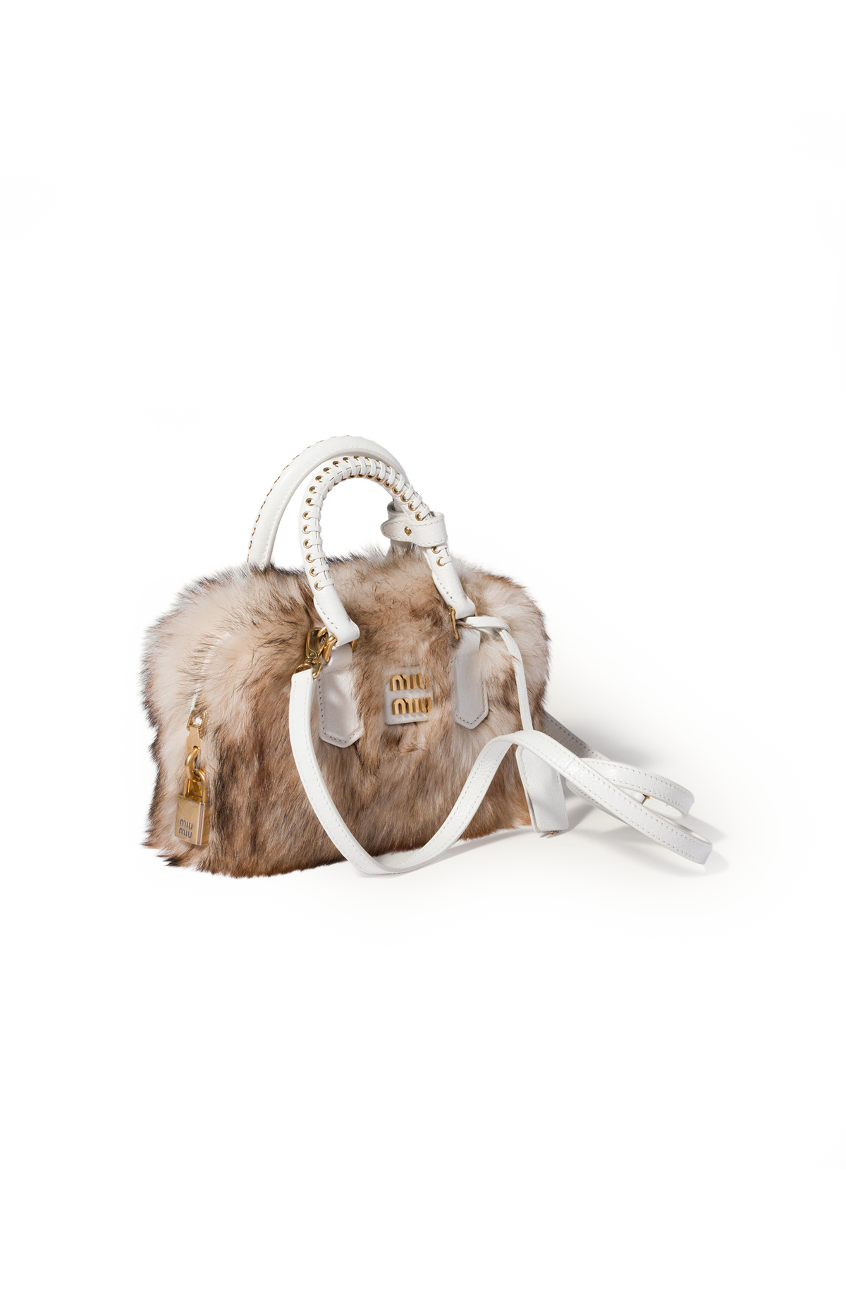 Miu Miu Arcadie Shearling and Leather Bag in Ivory — product photo 2