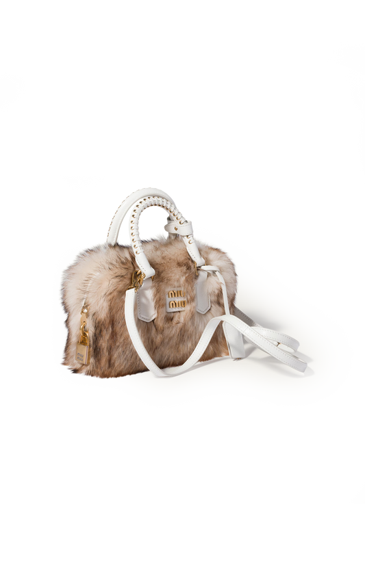 Miu Miu Arcadie Shearling and Leather Bag in Ivory — product photo 2