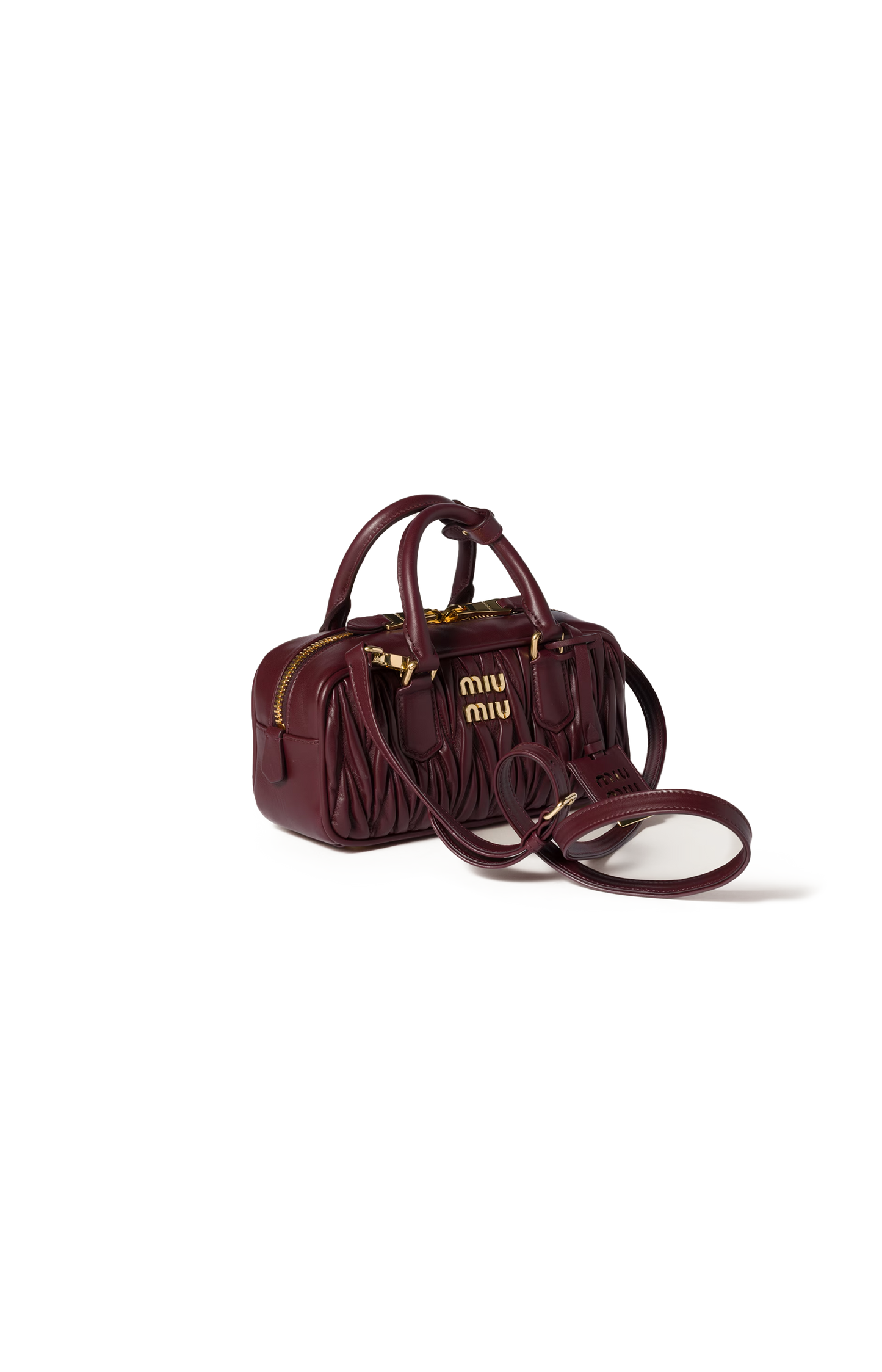 Arcadie Matelassé Nappa Leather Bag in Burgundy