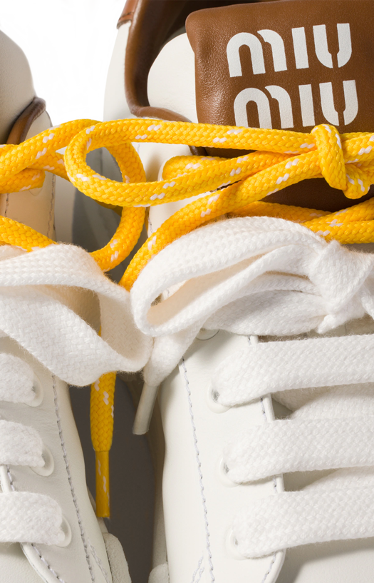 White/Cognac Leather Sneakers
