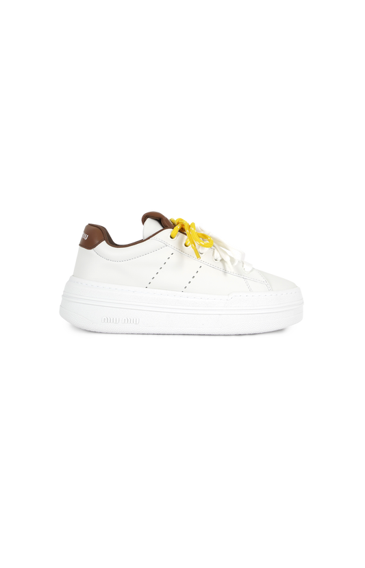 White/Cognac Leather Sneakers