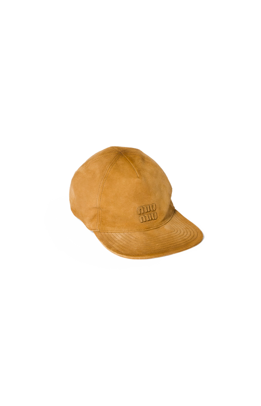 Suede Baseball Cap in Honey