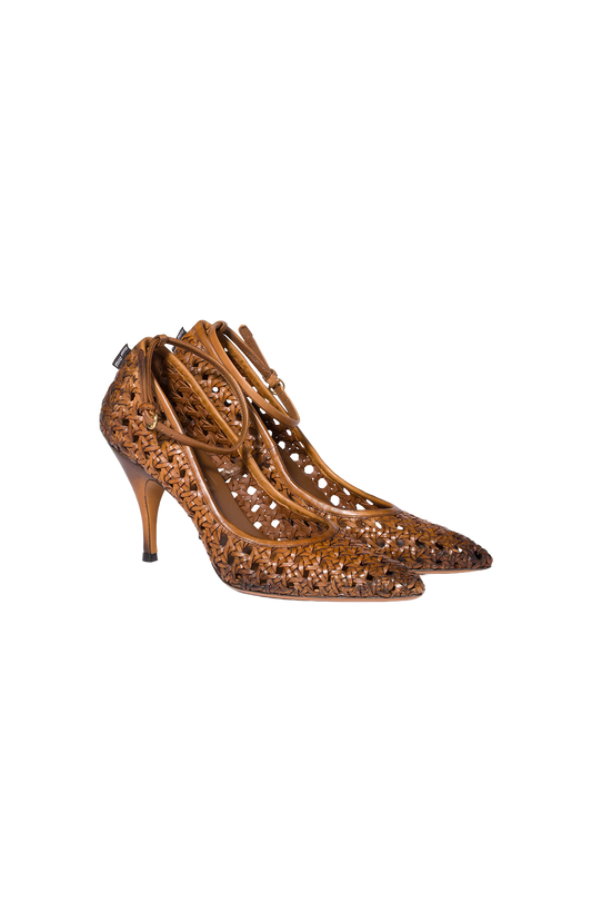 Woven Leather Pumps