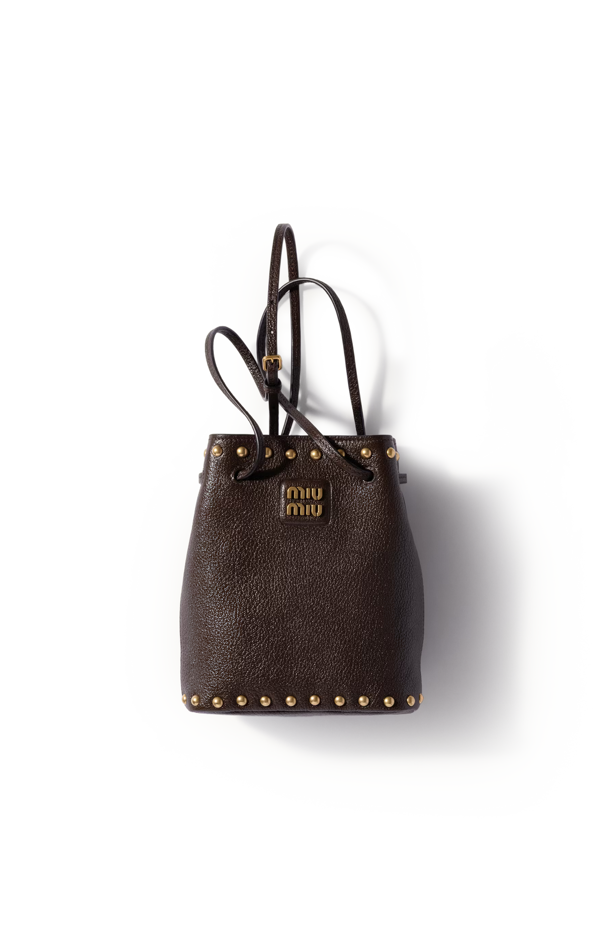 Miu Miu Leather Pouch in Mahogany — front view