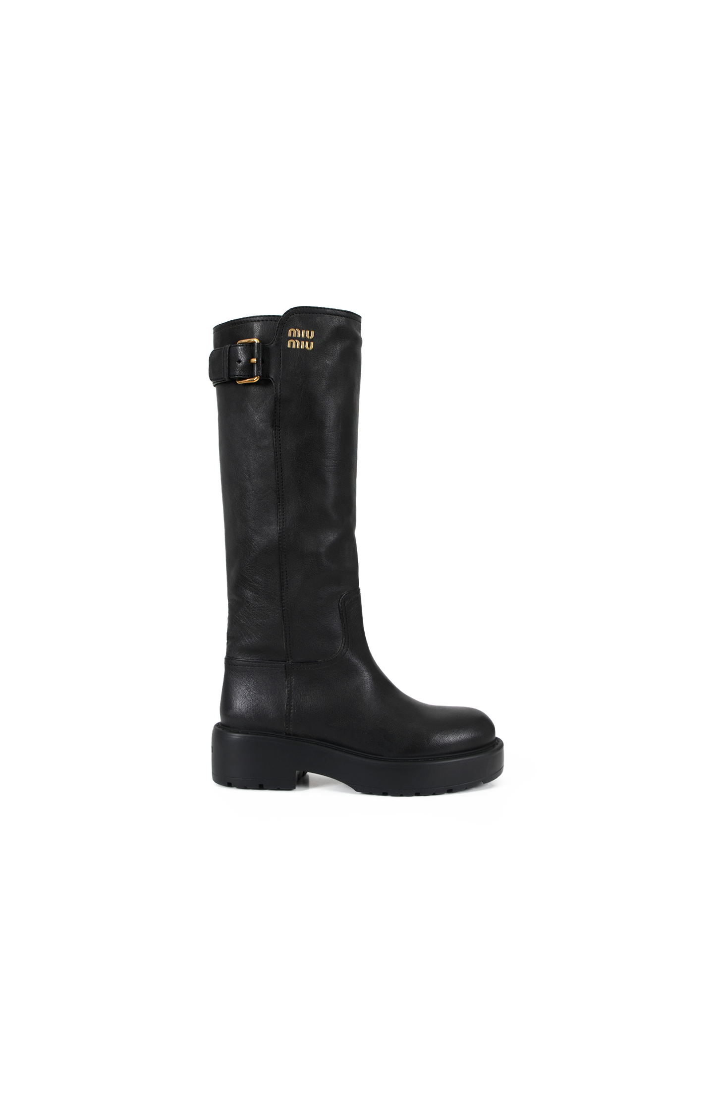 Leather Knee-High Lug-Sole Boots