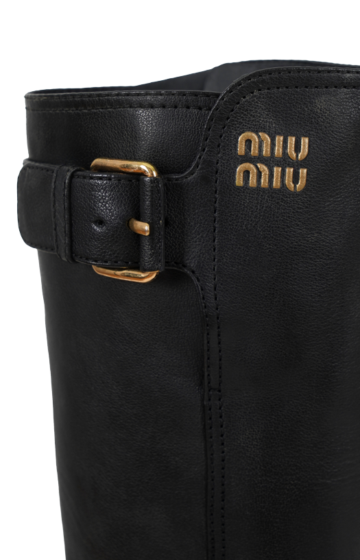 Leather Knee-High Lug-Sole Boots