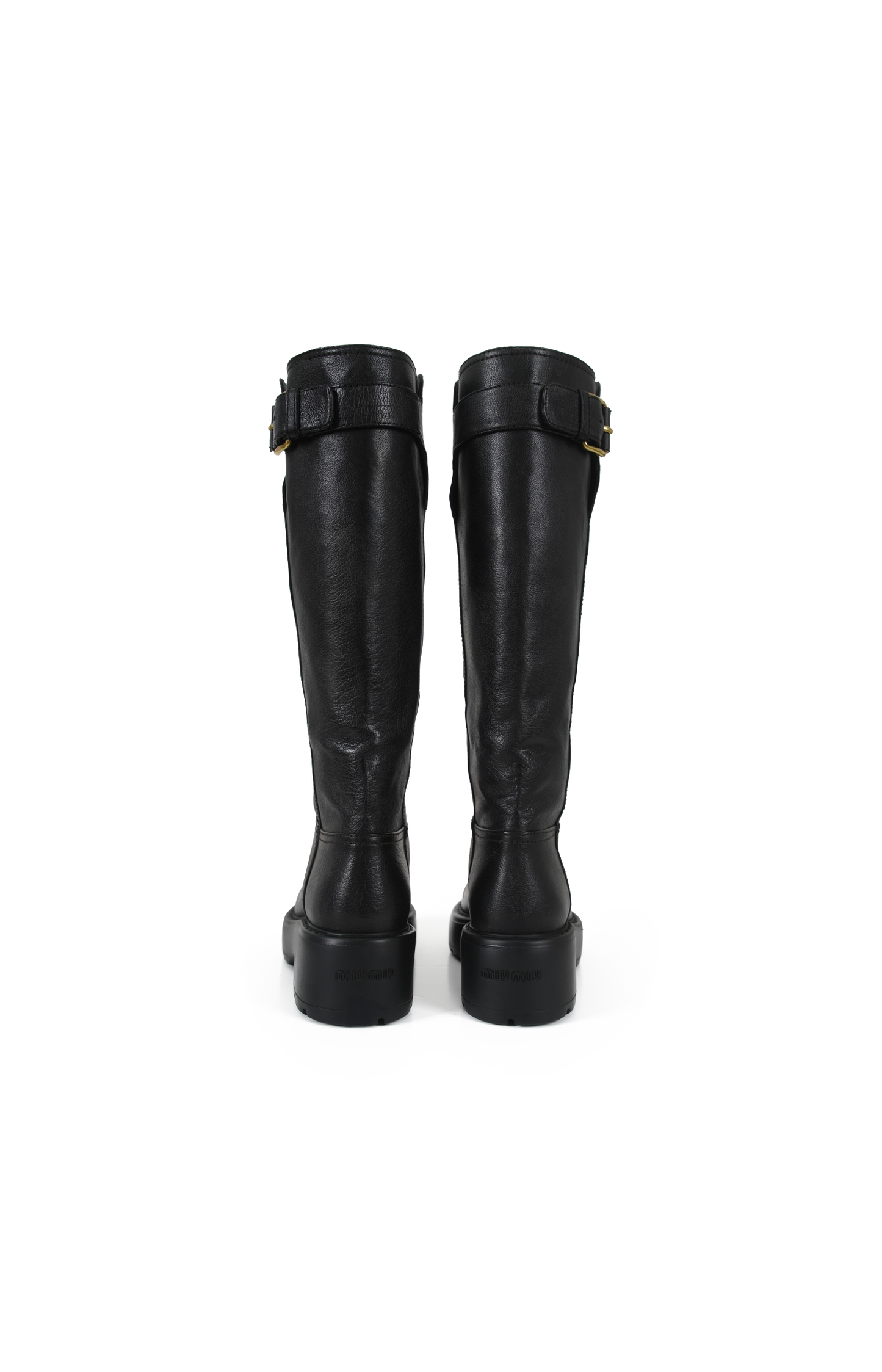 Leather Knee-High Lug-Sole Boots