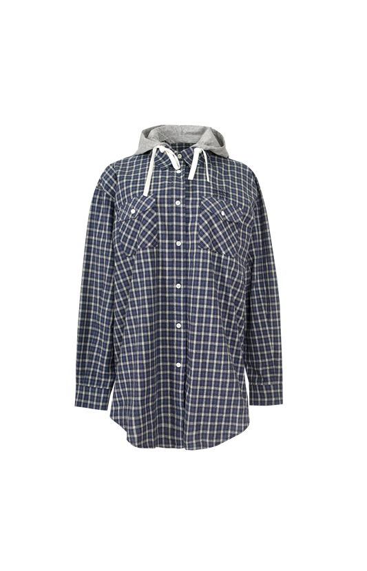 Checked Hooded Shirt