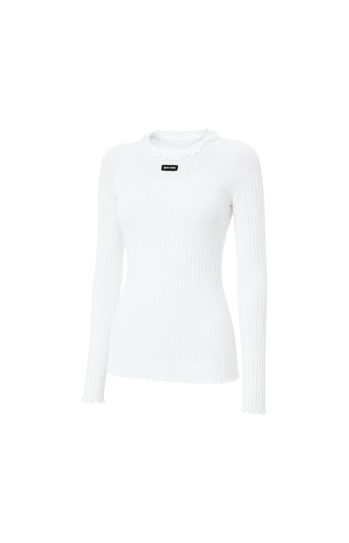 Miu Miu Silk Crew-Neck Sweater in White — product photo 2