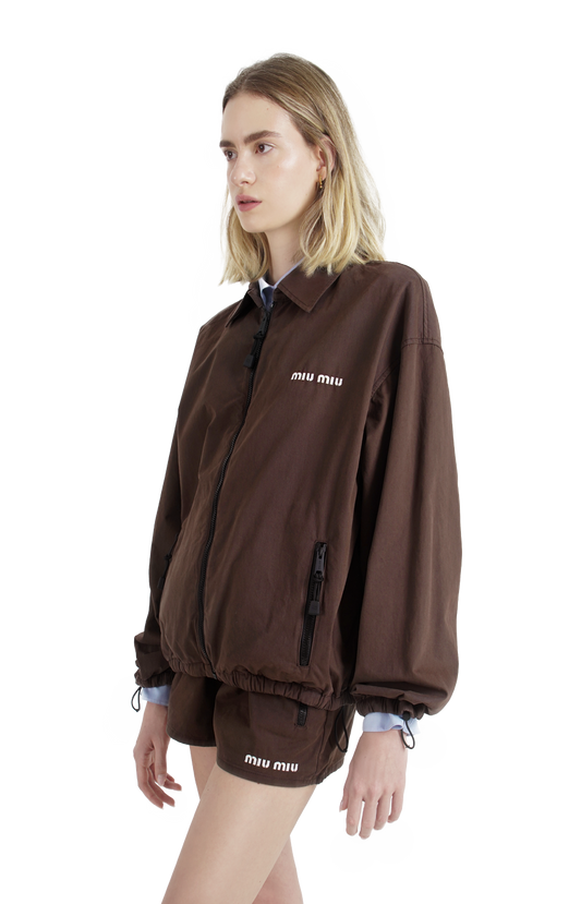 Washed Gabardine Blouson Jacket in Ebony