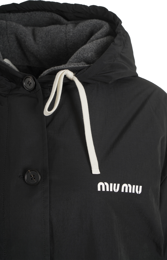 Single-Breasted Pongé and Fleece Caban Jacket