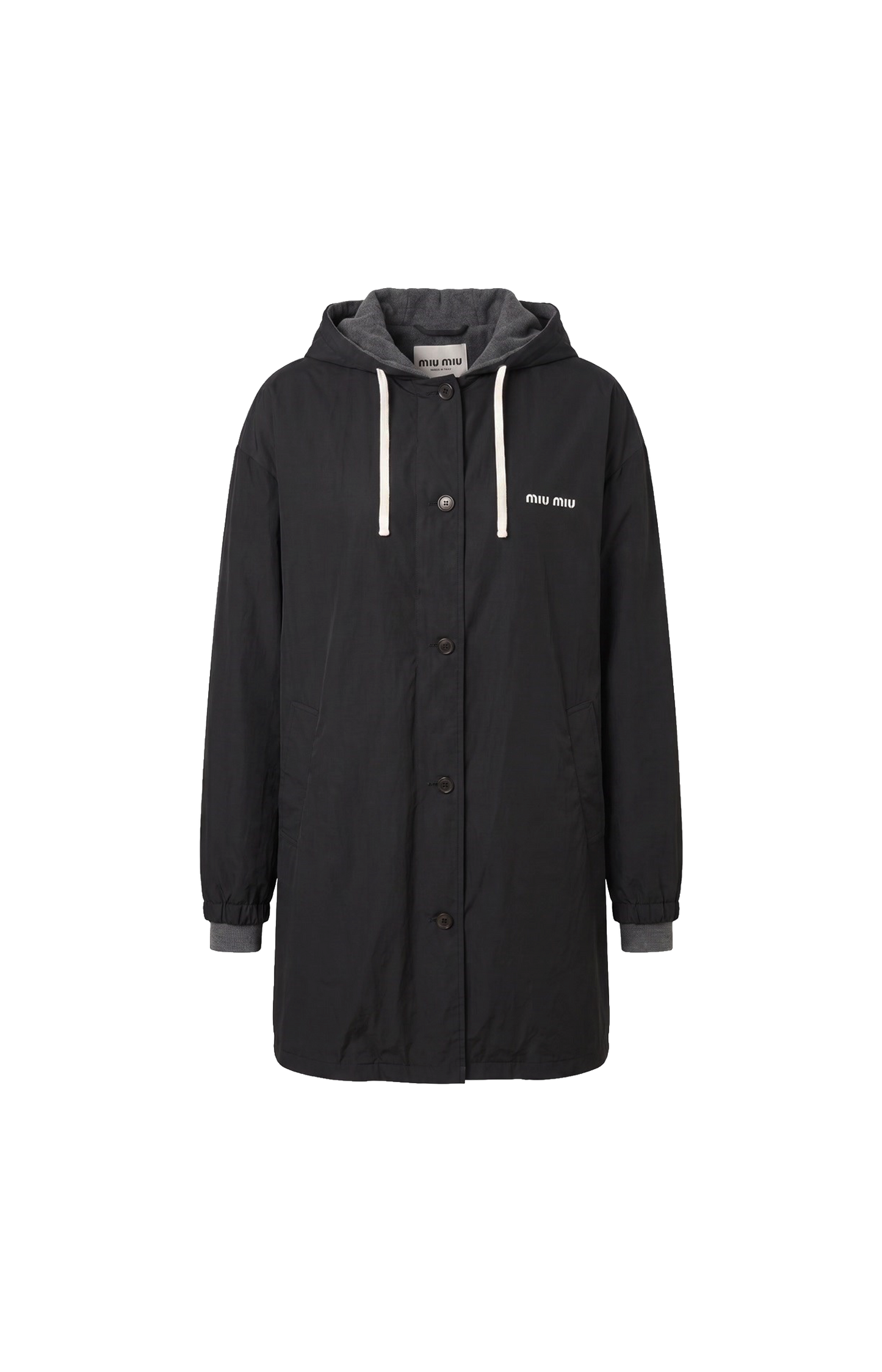 Single-Breasted Pongé and Fleece Caban Jacket