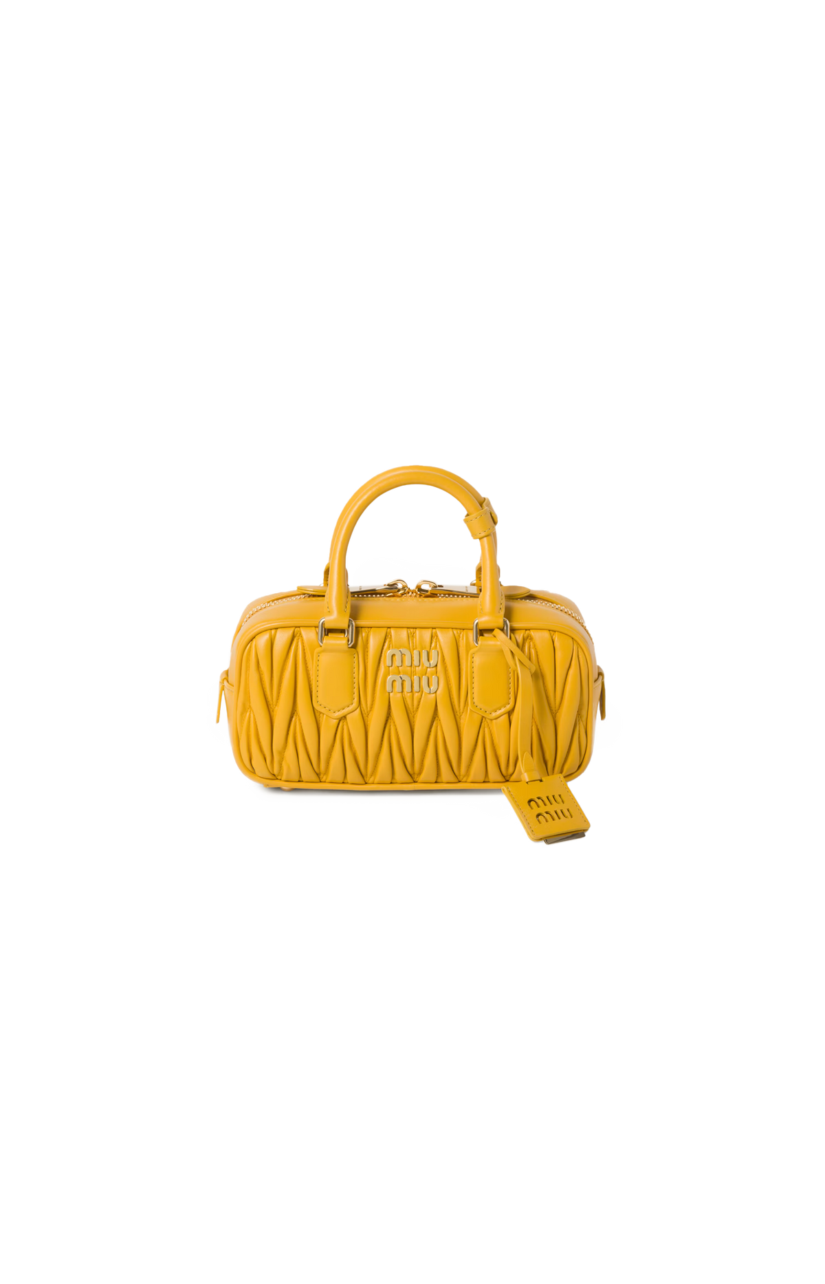 Miu Miu Arcadie Matelassé Nappa Leather Bag in Sunny Yellow — front view