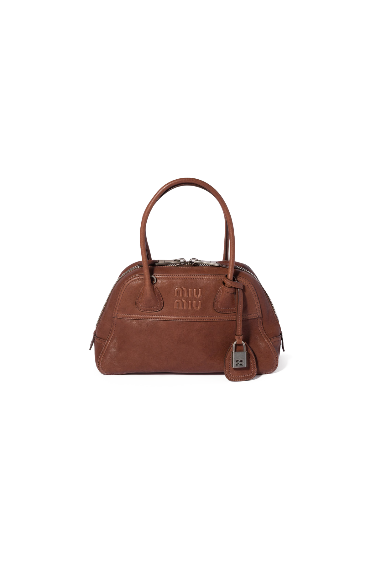 Miu Miu Vivant Nappa Leather Bag in Palisander — front view