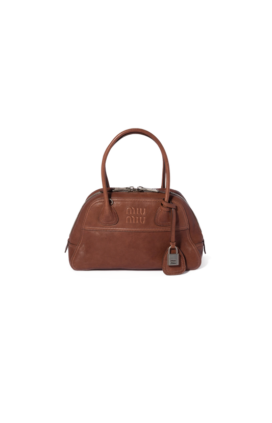 Miu Miu Vivant Nappa Leather Bag in Palisander — front view