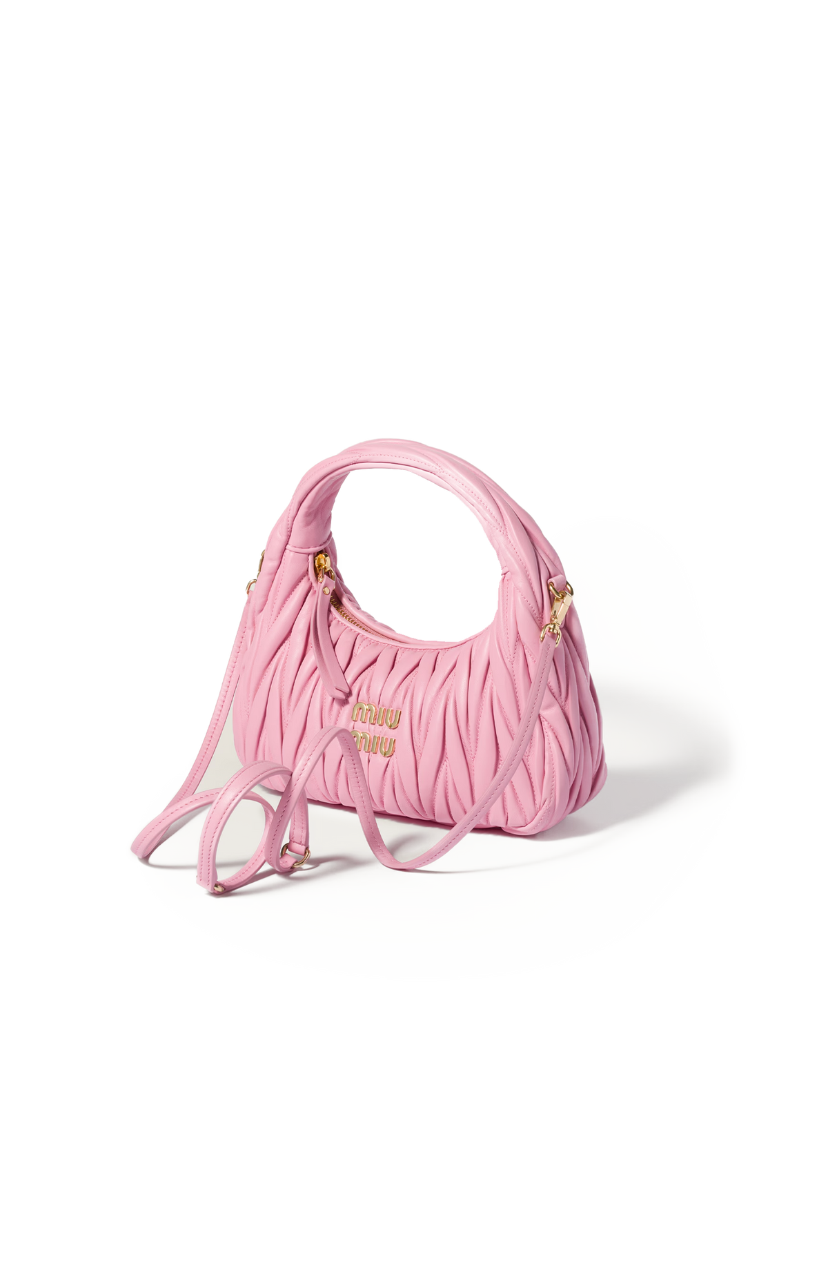 Miu Miu Wander Matelassé Nappa Leather Hobo Bag in Pink — product photo 2