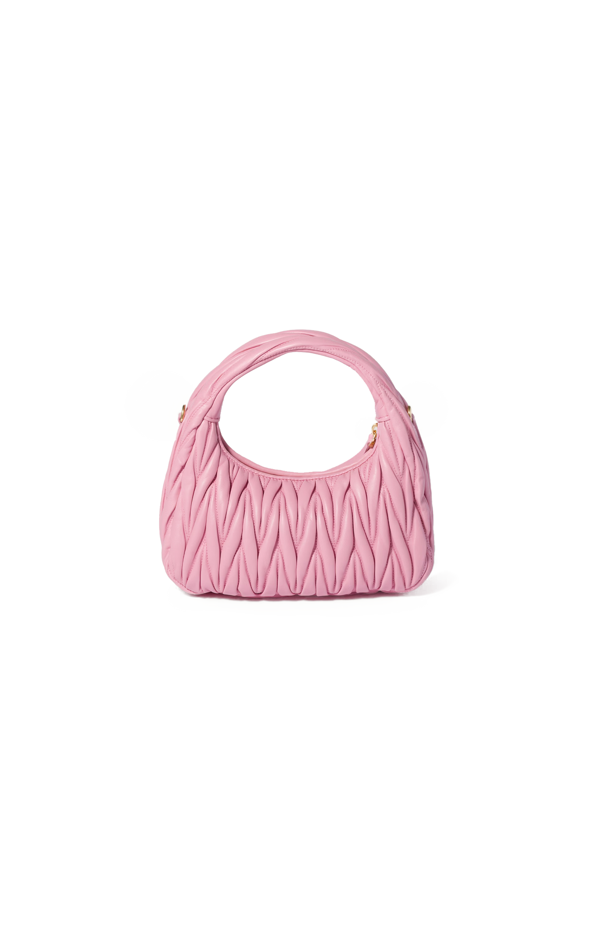 Miu Miu Wander Matelassé Nappa Leather Hobo Bag in Pink — product photo 3