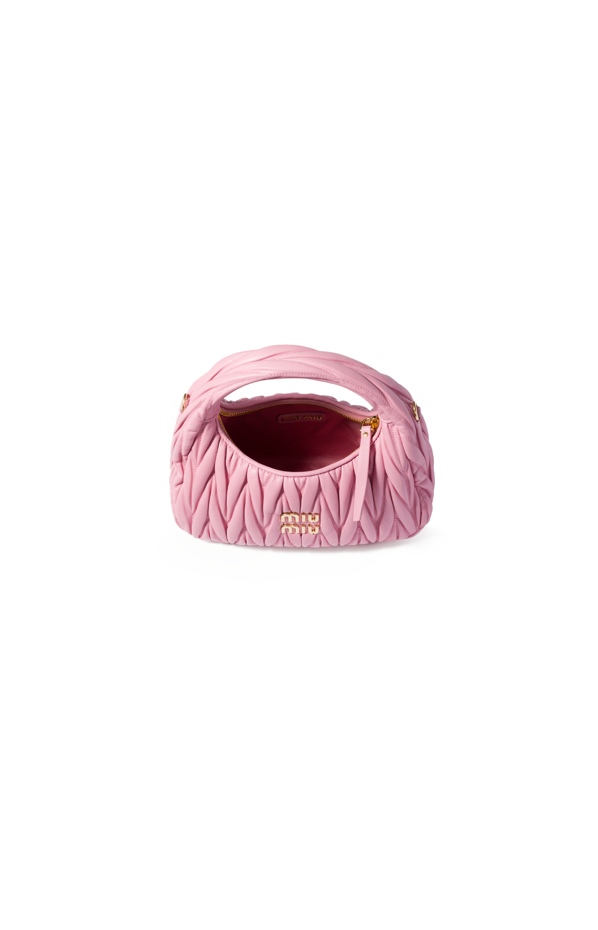 Miu Miu Wander Matelassé Nappa Leather Hobo Bag in Pink — product photo 4