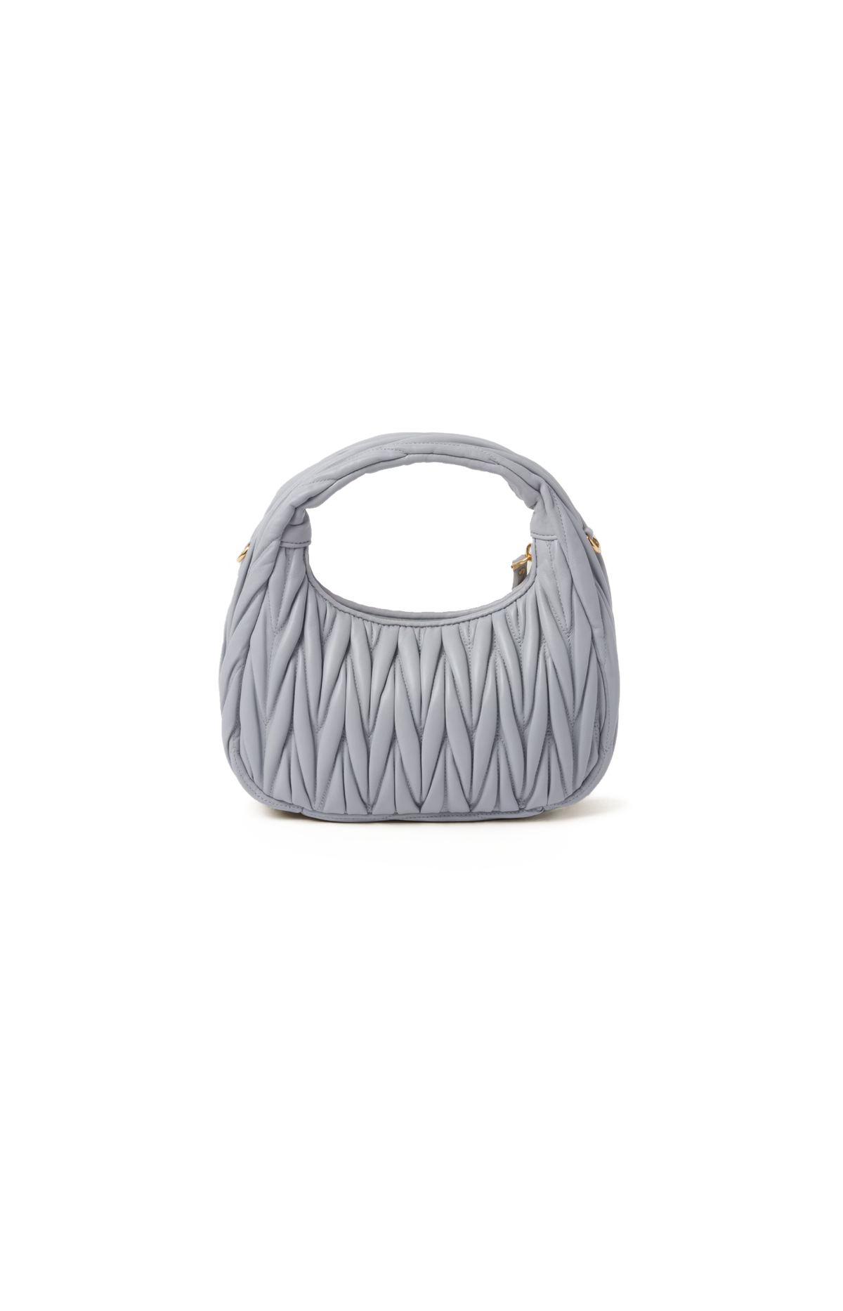 Miu Miu Wander Matelassé Nappa Leather Hobo Bag in Pearl Grey — product photo 3