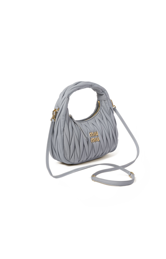 Miu Miu Wander Matelassé Nappa Leather Hobo Bag in Pearl Grey — product photo 2