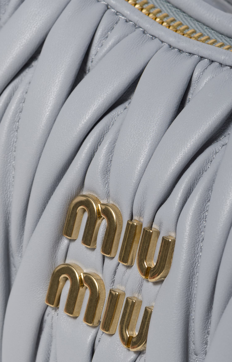 Miu Miu Wander Matelassé Nappa Leather Hobo Bag in Pearl Grey — product photo 5