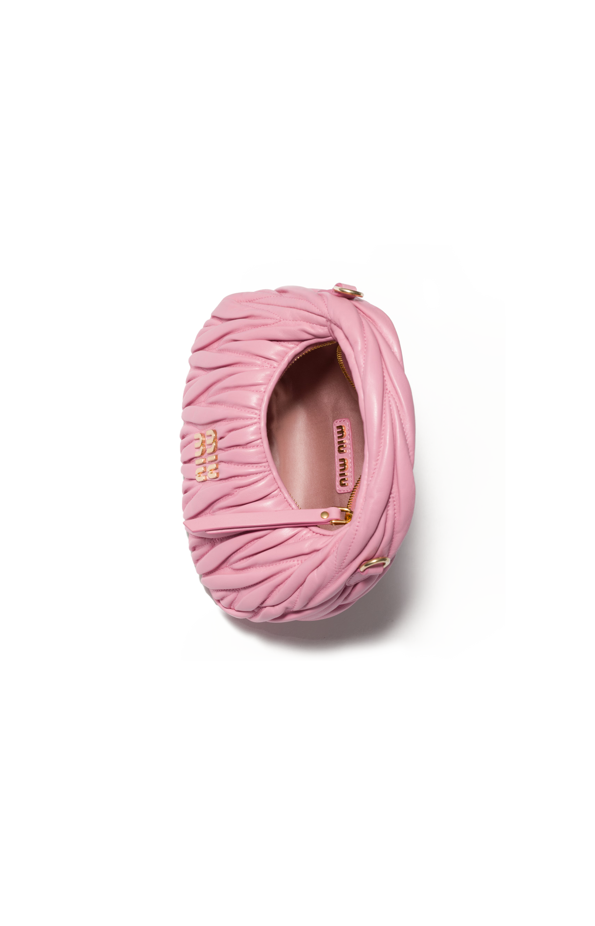 Miu Miu Wander matelassé nappa leather hobo mini-bag in Pink — product photo 4
