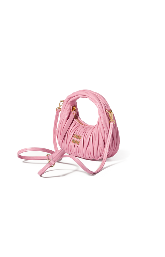 Miu Miu Wander Matelassé Nappa Leather Hobo Mini-Bag in Pink — product photo 2