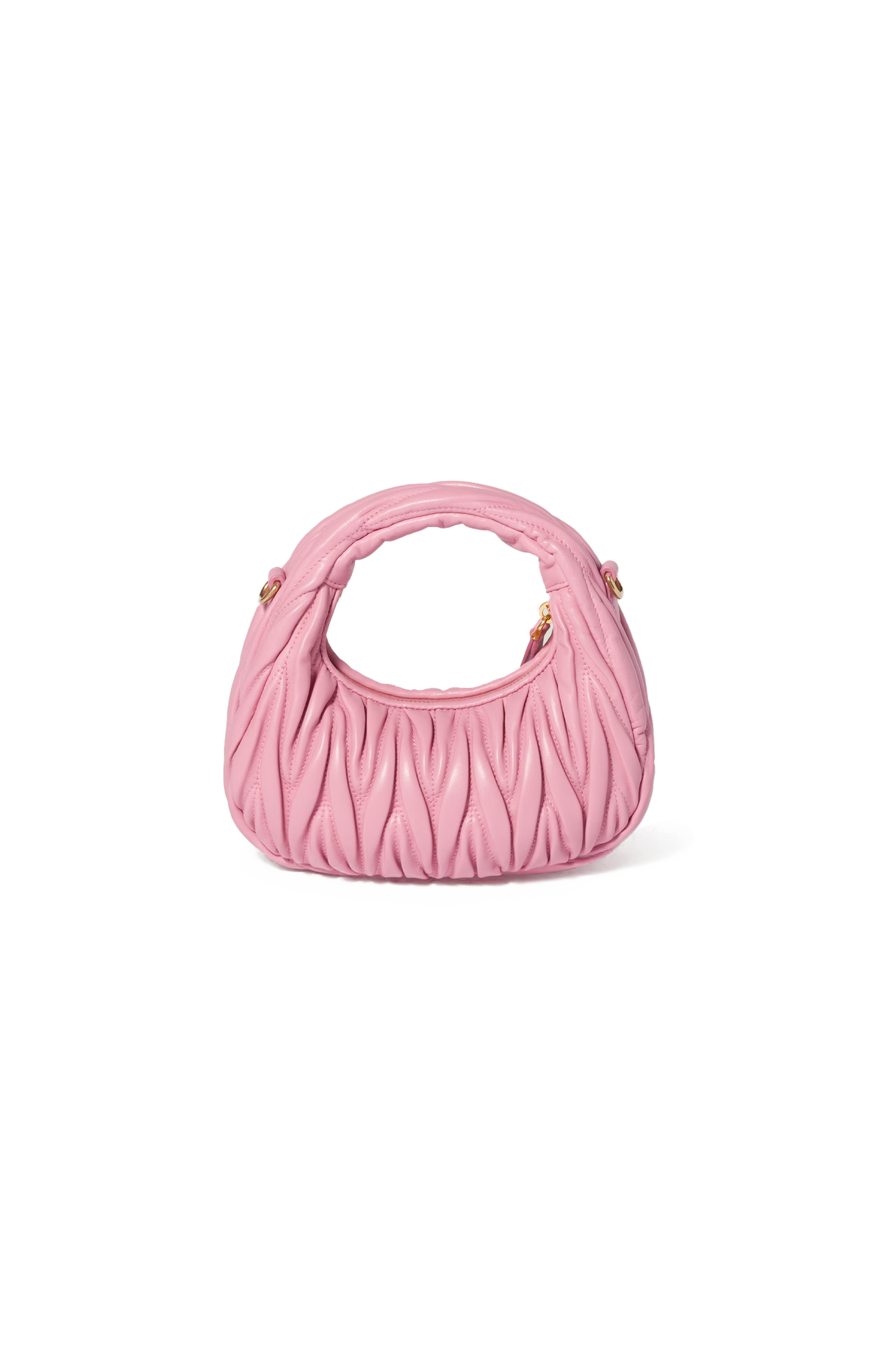 Miu Miu Wander matelassé nappa leather hobo mini-bag in Pink — product photo 3
