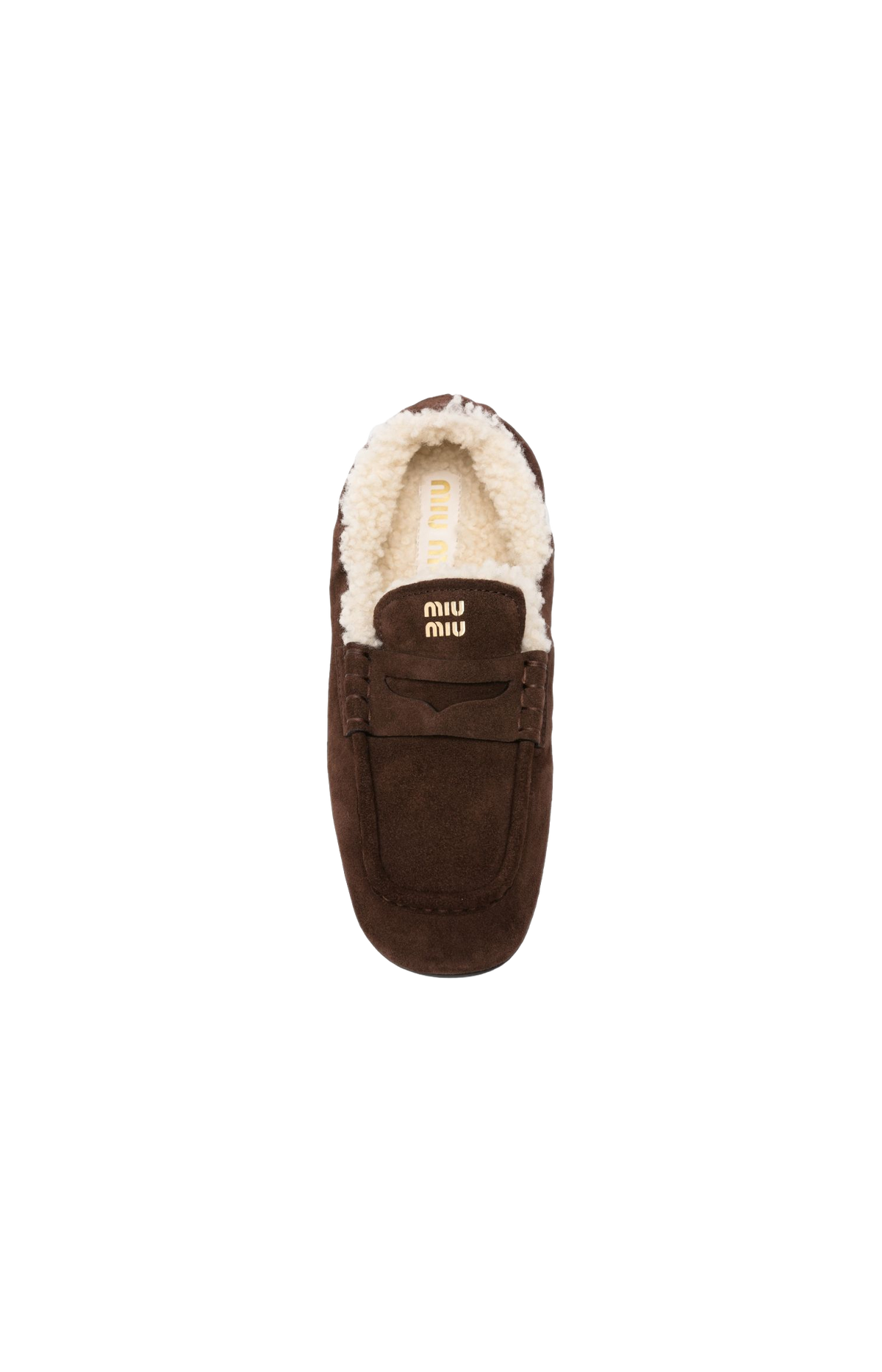 Miu Miu Ruches Suede Loafers in Dark Brown — product photo 2
