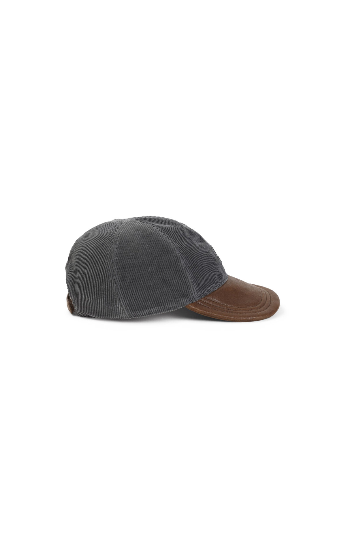 Miu Miu Corduroy and Leather Baseball Cap in Smoke/Oak — product photo 2