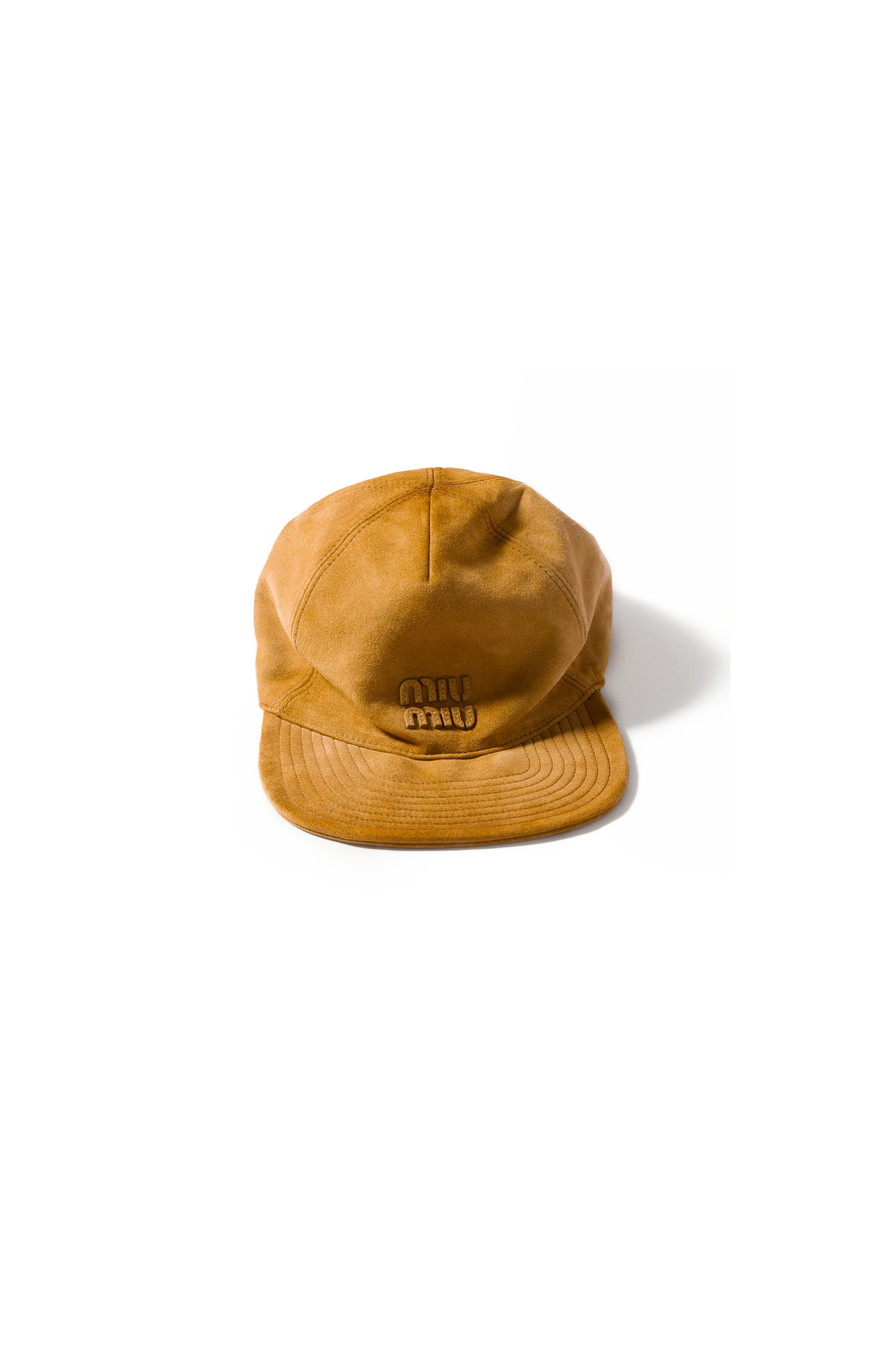 Suede Baseball Cap in Honey