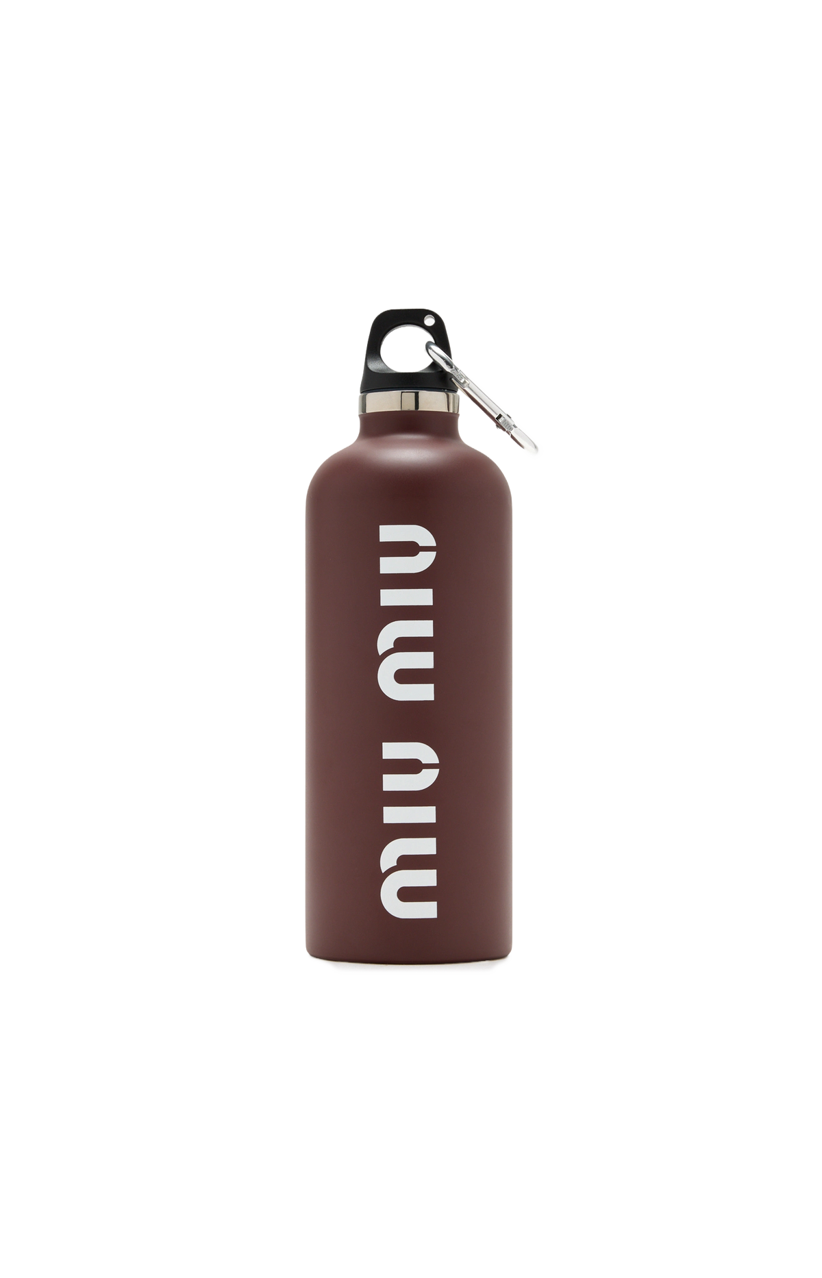 Miu Miu Stainless Steel Water Bottle in Bordeaux — front view