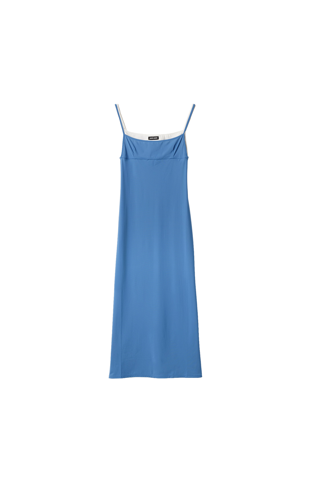 Miu Miu Stretch Jersey Midi-Dress in Aviator Blue — front view