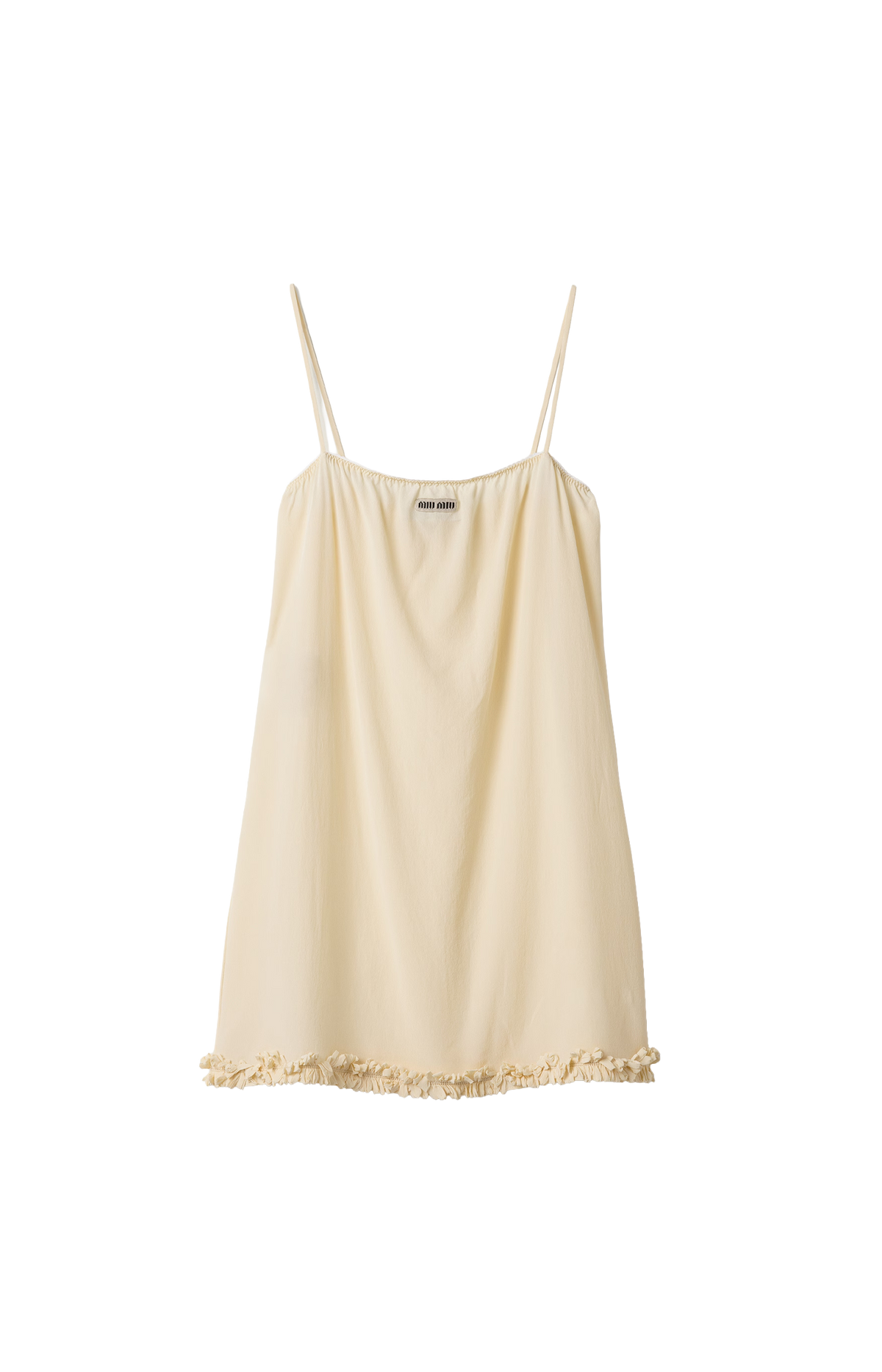 Miu Miu Embroidered Marocain Crepe Dress in Vanilla — front view
