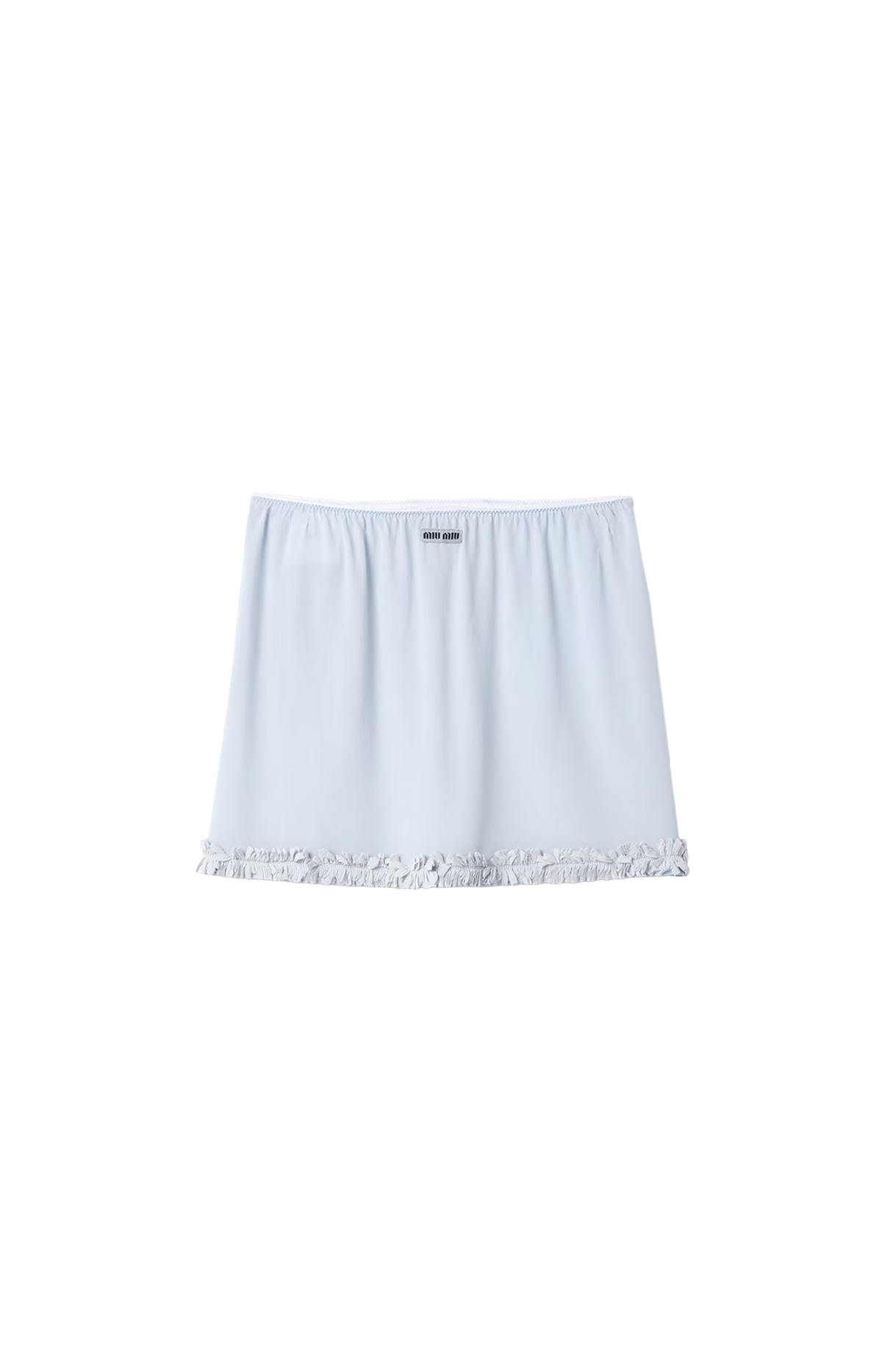 Miu Miu Crepe De Chine Miniskirt in Astro — front view