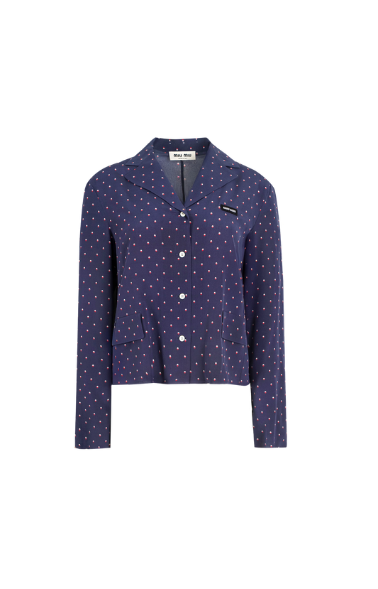 Silk Polka Dot Shirt in Blue