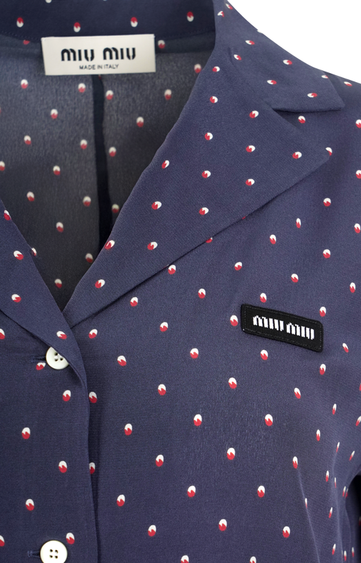 Silk Polka Dot Shirt in Blue