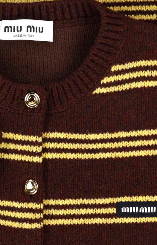 Miu Miu Wool and Cashmere Cardigan in Cocoa Brown — product photo 2