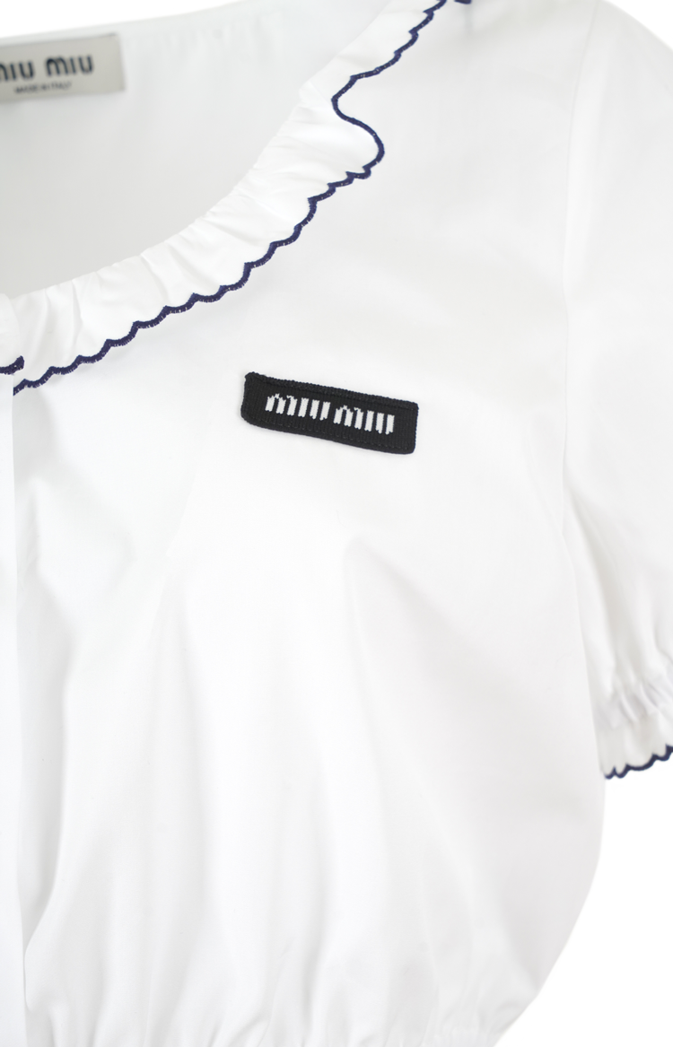 Embroidered Poplin Crop Top