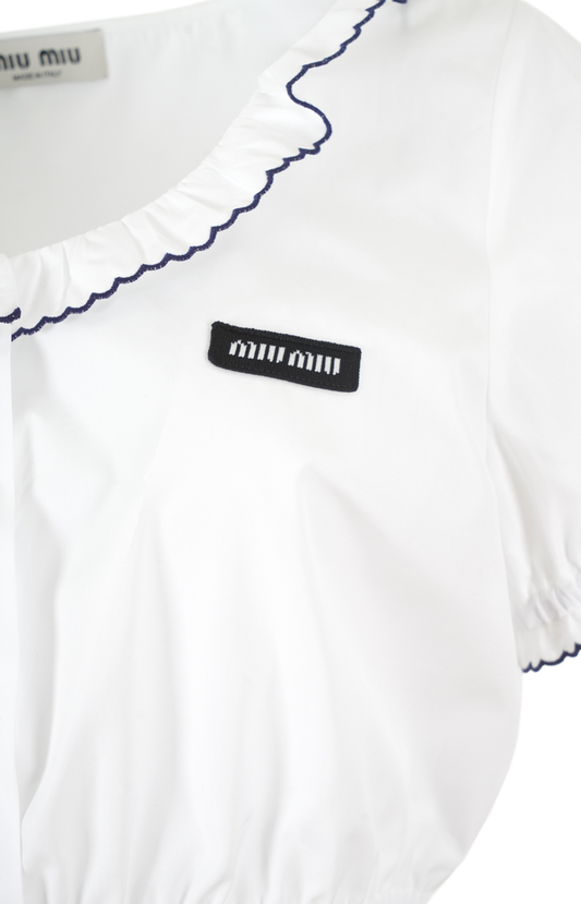 Embroidered Poplin Crop Top