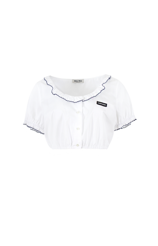 Embroidered Poplin Crop Top