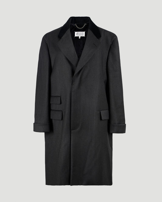 Work-in-progress wool coat in black