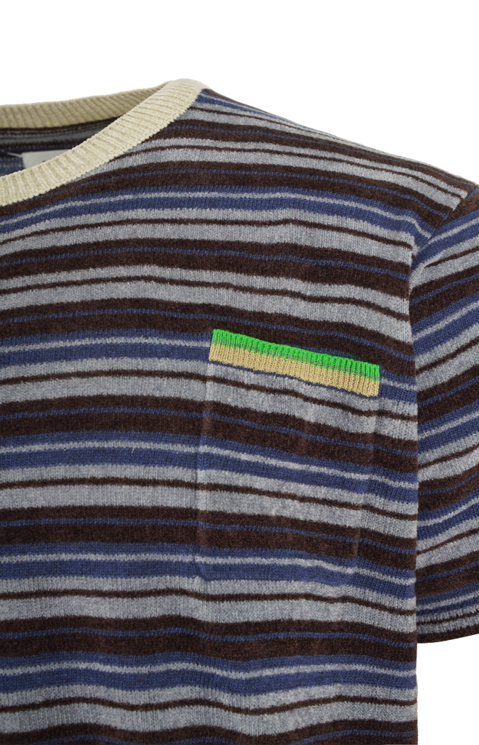 Striped Wool Crewneck Sweater in Mist